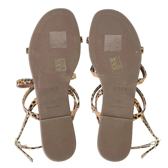 J. Crew Factory Tortoise Ankle Strap Flat Sandals Size 10 RUN SMALL SEE MEASURE - Picture 6 of 7